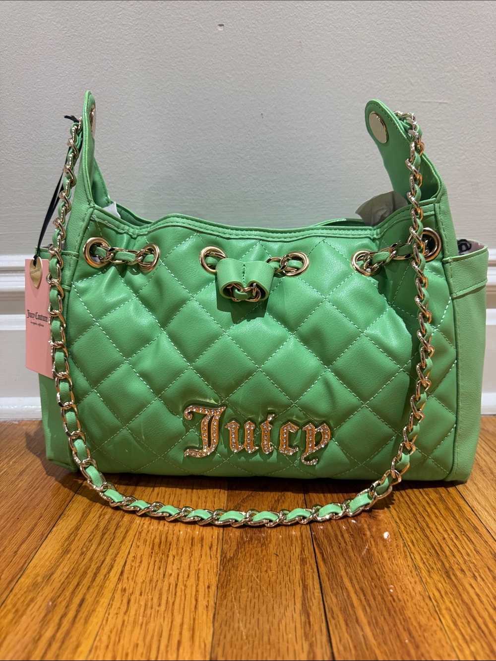 Juicy Couture Quilted Green Chain Shoulder Bag NWT